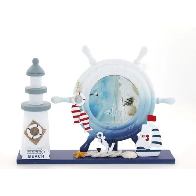 BUĞZ Ahşap Marin Deniz Feneri Dümenli Çerceve Model 1