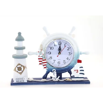 BUĞZ Ahşap Marin Deniz Feneri Dümenli Saat Alk2459