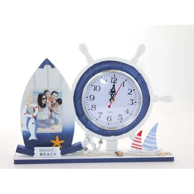 BUĞZ Ahşap Marin Dümenli Çerçeveli Saat Model 1