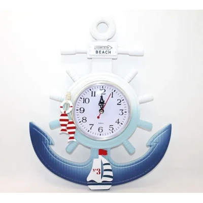 BUĞZ Ahşap Marin Dümenli Ve Çapa Tasarımı Saat Alk2468