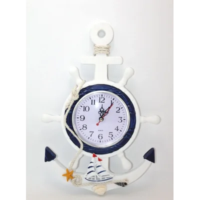 BUĞZ Ahşap Marin Duvara Asmalı Dümenli Saat Alk2446