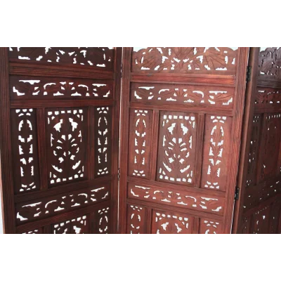 BUĞZ Ahşap Maun Rengi El Oyması Paravan