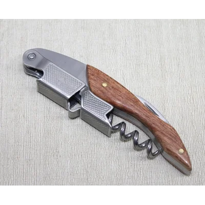 BUĞZ Ahşap Paslanmaz Çelik Tirbuşon Açacak