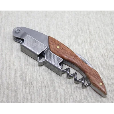 BUĞZ Ahşap Paslanmaz Çelik Tirbuşon Açacak