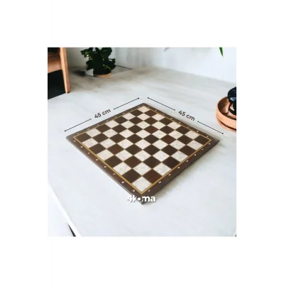 BUĞZ Ahşap sedef desenli satranç ve dama tahtası 45x45 cm vernikli çizilmez yüzey - Hobi & Eğlence
