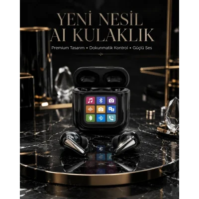 BUĞZ AI Bluetooth Kulaklık Akıllı Dokunmatik Kontrol Özellikli