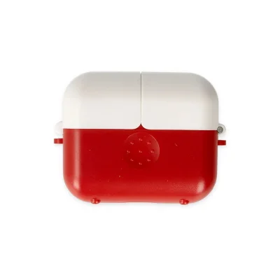 BUĞZ Airpods 3 (3.nesil) Basmalı Kılıf - Kırmızı-beyaz