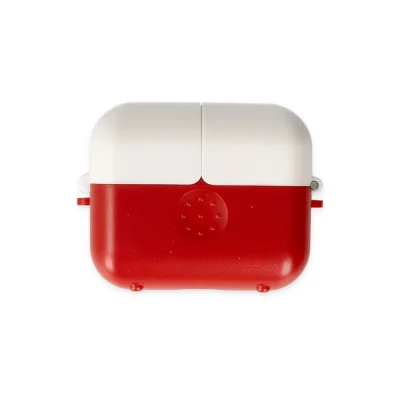 BUĞZ Airpods 3 (3.nesil) Basmalı Kılıf - Kırmızı-beyaz