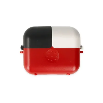 BUĞZ Airpods 3 (3.nesil) Basmalı Kılıf - Kırmızı-siyah-beyaz