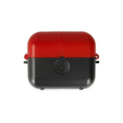 BUĞZ Airpods 3 (3.nesil) Basmalı Kılıf - Siyah-kırmızı