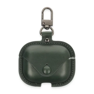 BUĞZ Airpods Pro 2 (2.nesil) Çanta Deri Kılıf - Haki Yeşil