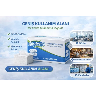 BUĞZ Akdeniz Dispenser Z Havlu 2 Katlı 12 Paket | %100 Selüloz | Ekonomik Z Katlı Kağıt Havlu