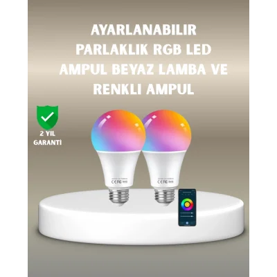  Akıllı 9W RGBW LED Ampul, tasaruflu romantik ışıklı