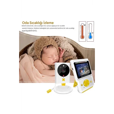 BUĞZ Akıllı Bebek Kamerası Monitörlü Karşılıklı Konuşma Özellikli Sıcaklık İzleme 2.4 İnç Bebek Kamerası - Lisinya