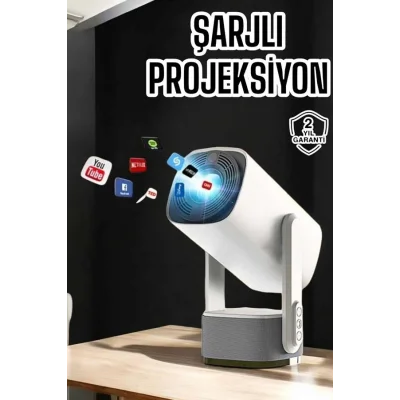 BUĞZ Akıllı Projeksiyon Powerbankli Taşınabilir Sinema Projektörü 4k HD Kaliteli Yeni Nesil - BUĞZ