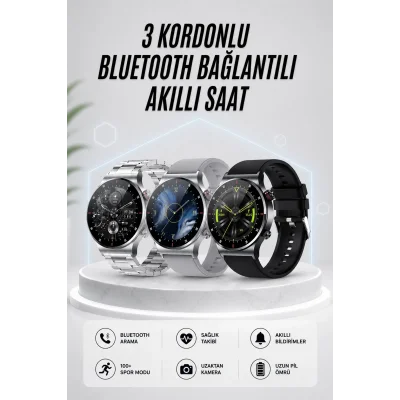 BUĞZ Akıllı Saat Amoled Ekran Bluetooth Bağlantılı Sesli Görüşme Nabız Ölçer