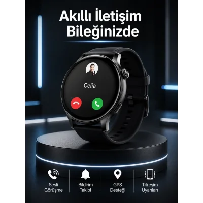 BUĞZ Akıllı Saat Bildirim Görme Amoled Ekran GPS Uyumlu Sesli Görüşme