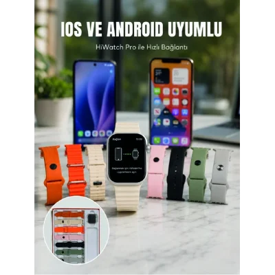 BUĞZ Akıllı Saat Bluetooth Arama Özellikli 7 Kordonlu Spor ve Günlük Kullanıma Uygun