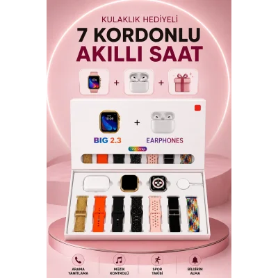 BUĞZ Akıllı Saat Bluetooth Kulaklık Hediyeli Bildirim Görme Sesli Görüşme Çoklu Kordon