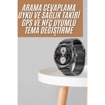  Akıllı Saat Çelik Kordon Çağrı Cevaplama Amoled Ekran Titreşimli Uyku ve Sağlık Takibi