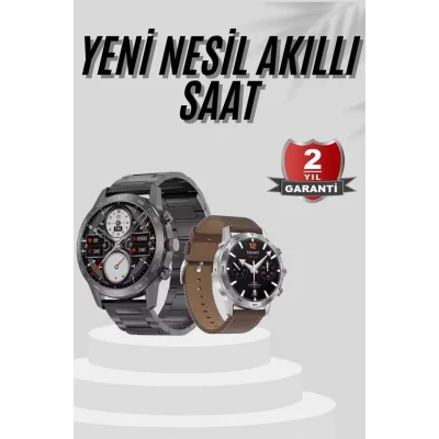 BUĞZ Akıllı Saat Çelik Kordon Çağrı Cevaplama Amoled Ekran Titreşimli Uyku ve Sağlık Takibi - BUĞZ