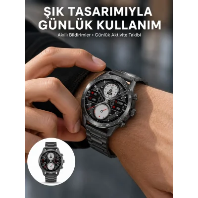 BUĞZ Akıllı Saat Çelik Kordon Çağrı Cevaplama Amoled Ekran Titreşimli Uyku ve Sağlık Takibi Yeni Nesil