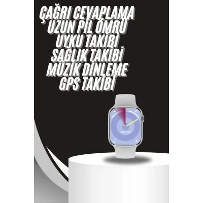 BUĞZ Akıllı Saat Gümüş Kasa Bluetooth Kulaklık Hediyeli Çok Fonksiyonlu İkili Set - BUĞZ