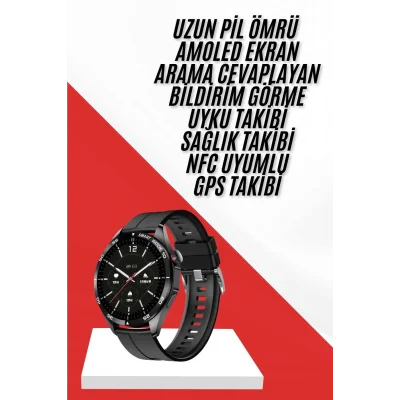 BUĞZ Akıllı Saat Ios Ve Android Tüm Telefonlara Uyumlu Çok Fonksiyonlu Amoled Ekran - BUĞZ