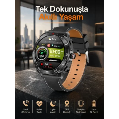 BUĞZ Akıllı Saat Nabız Ölçer Uyku Takibi Sesli Görüşme Bildirim Görme