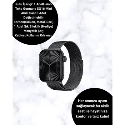 BUĞZ Akıllı Saat SQ-16 Mini Series 10 | Unisex Tasarım, Sağlık ve Spor Takibi