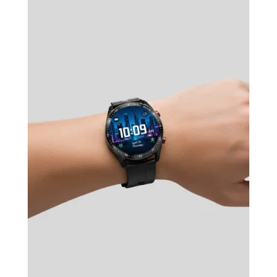 BUĞZ Akıllı Saat Titanyum Kasa Yuvarlak Ekran Alarm Uyku ve Sağlık Takibi Titreşimli - BUĞZ