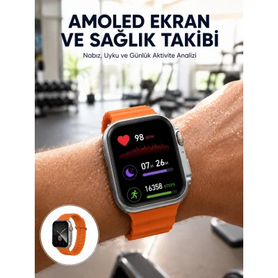BUĞZ Akıllı Saat Unısex Zarif Görünümlü Titanyum Kasa Amoled Ekran Müzik Dinleme Yeni Nesil