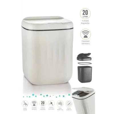  Akıllı Sensörlü Çöp Kovası 20L - UV Işık Antibakteriyel & Koku Geçirmez Otomatik Mutfak Ofis Banyo Kovası