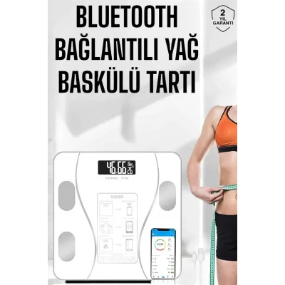 BUĞZ Akıllı Tartı Dijital Baskül Yağ Su Kas Vücut Kitle Kilo Ölçer Tartı - BUĞZ
