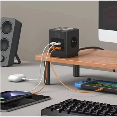 BUĞZ Akım Korumalı 3’lü Priz Gece Lambalı 25w 2xusb 2xtype-c Çıkış Yüksek Gerilim Koruma Priz Çoğaltıcı