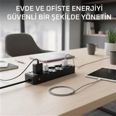BUĞZ Akım Korumalı 4’lü Priz 2xusb 2xtype-c Çıkış Yüksek Gerilim Koruma Priz Çoğaltıcı