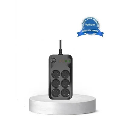 BUĞZ Akım Korumalı 6’lı Priz 2xusb 2xtype-c Çıkış Yüksek Gerilim Koruma Çoklu Priz Çoğaltıcı