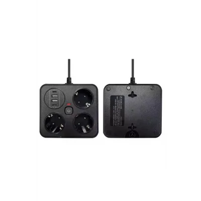 BUĞZ Akım Korumalı Anahtarlı Priz - 3x Priz - 2x Usb - 2x Type-c - 2 Mt Kablo Hızlı Şarj Özellikli Siyah
