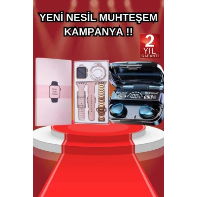BUĞZ Aksesuar Hediyeli Akıllı Saat ve Dijital Göstergeli Powerbankli Bluetooth Kulaklık - BUĞZ