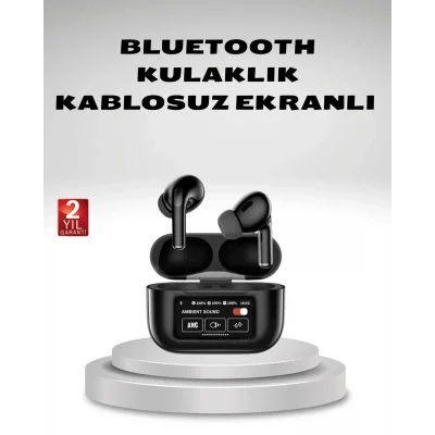 BUĞZ Aktif Gürültü Engelleme (ANC) Kablosuz Bluetooth Kulaklık – Dijital Ekranlı, Dokunmatik ve Uzun Pil Ömürlü
