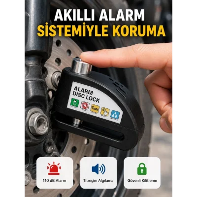 BUĞZ Alarm Sensörlü Disk Kilidi Motosiklet Scooter Bisiklet Güvenlik Yeni Nesil