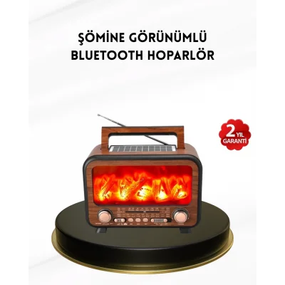 BUĞZ Alev Işığı Efektli Solar Bluetooth Hoparlör Radyo Destekli Taşınabilir Model