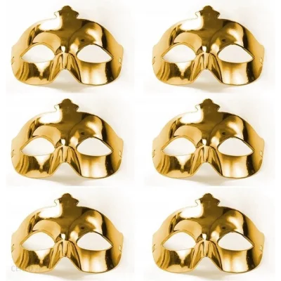  Altın Metalize Renk Düz Balo Parti Maskesi 6 Adet