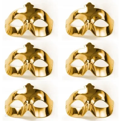 BUĞZ Altın Metalize Renk Düz Balo Parti Maskesi 6 Adet