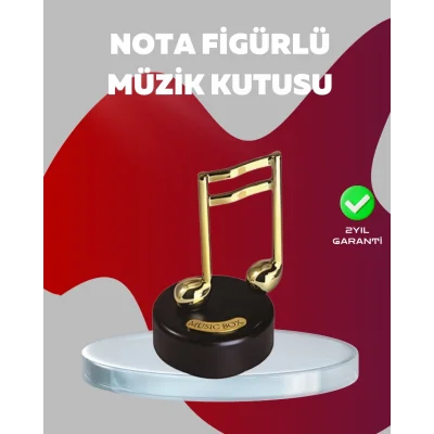 BUĞZ Altın Nota Figürlü Dönen Müzik Kutusu Dekoratif Music Box
