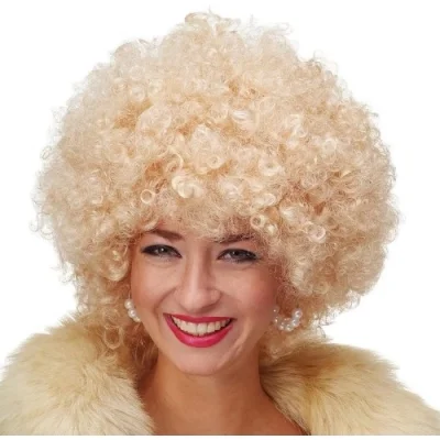  Altın Renk Kıvırcık Afro Parti Peruğu