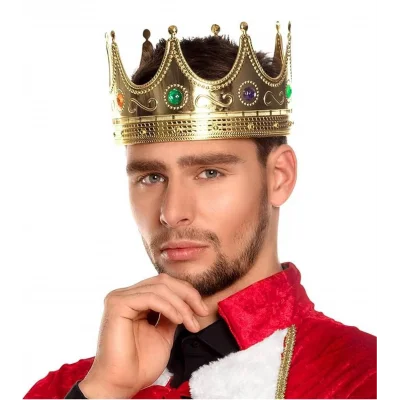  Altın Renk Yetişkin Çocuk Uyumlu Kral Tacı 60 cm
