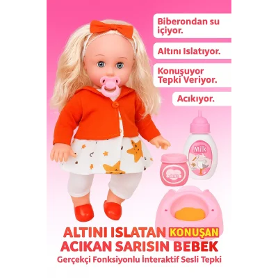  Altını Islatan Konuşan Acıkan Sarışın Bebek Gerçekçi Fonksiyonlu İnteraktif Sesli Tepki