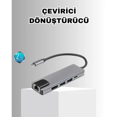 BUĞZ Alüminyum Kasalı MacBook USB-C Hub – 4K HDMI, USB 3.0, SD/TF Kart Girişi, PD Şarj Desteği
