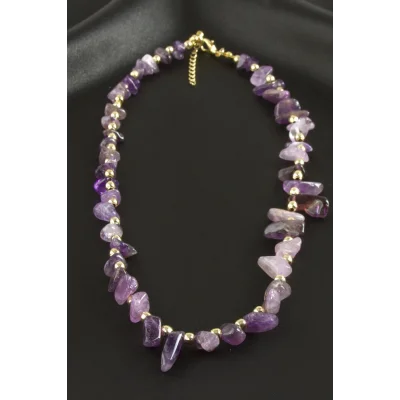 BUĞZ Amatist Kırık Doğaltaş Kolye